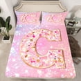 thumbnail image 2 of Feelyou Fashion Pink Letter Bed Sheets for Teen, Cartoon Monogrammed C King Sheets, Kawaii Mermaid Princess Sheet Set, Super Cozy Room Decor, 4-Piece, 2 of 7