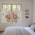 thumbnail image 3 of Farmhouse Flowers Kitchen Curtain for Berdoom Living Room Cafe 45 Inch Length, Spring Watercolor Floral Leaf on Linen Tiers Curtains Light Filtering Drapes Window Treatment 2 Panels 52"Wx45"L, 3 of 8