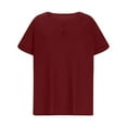 thumbnail image 4 of Plus Size Waffle Knit T Shirts for Women Loose Fit Summer Top Short Sleeve V Neck Casual Solid Color Tee Tshirts L-5XL (3XL, Wine), 4 of 5