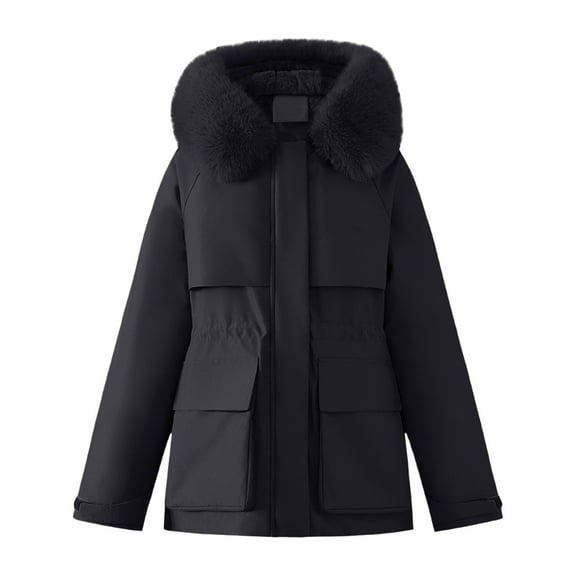 Women Coats and Jackets, Yigetop Women's Long Winter Puffer Coat Warm Thicken Fleece Lined Down Jacket Detachable Hooded Parka Women Coats Winter Black L