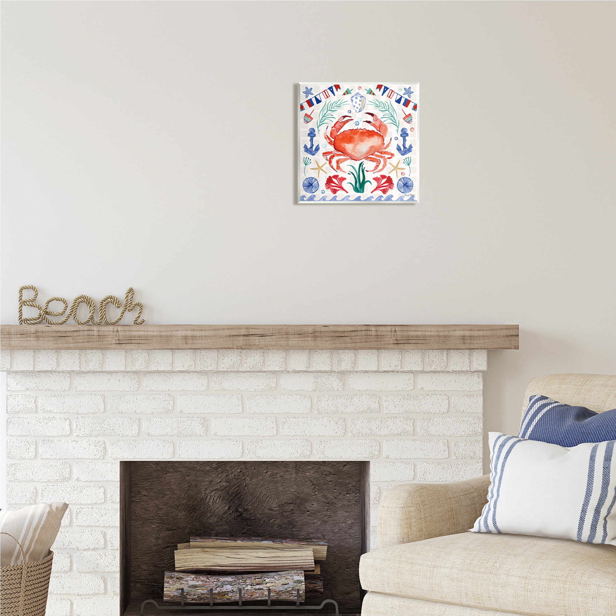 Stupell Industries Maritime Crab Pattern Animals & Insects Painting Unframed Art Print Wall Art, 12 x 12