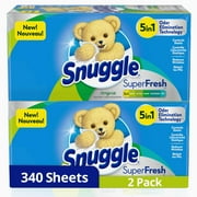 Snuggle Plus SuperFresh Fabric Softener Dryer Sheets with Static Control and Odor Eliminating Technology, Original, 170 Count, 2 Boxes, 340 Total Sheets