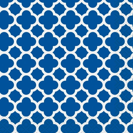 Royal Blue Quatrefoil Beverage Napkins, 30ct