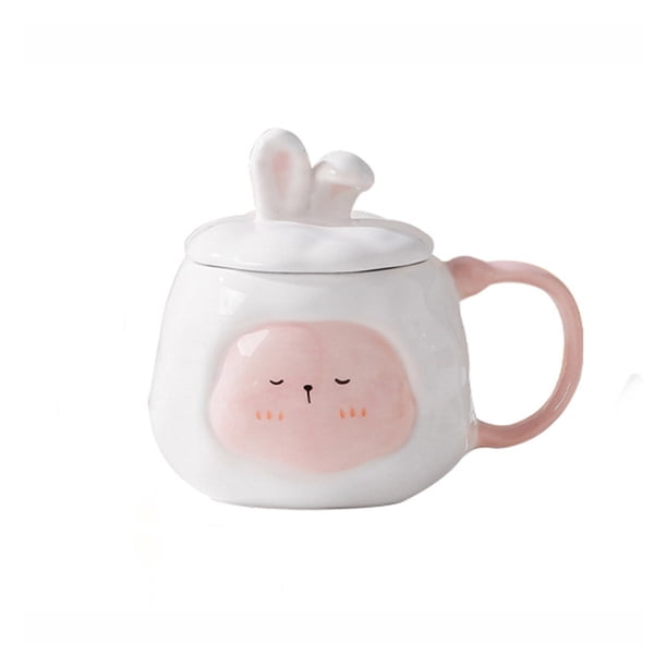 Taza de cerámica de estilo conejo blanco for el hogar, taza de leche for el desayuno, juego de té de la tarde, taza de café, uso diario for hombres y mujeres, 13oz(400ml)