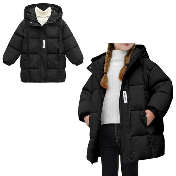Baby Boys Winter Coat,Baby Boys Puffer Coat Mid-length Hooded Jackets With Pockets Zipper Up Down Coats For Kids Warm Outerwear Baby Clothes