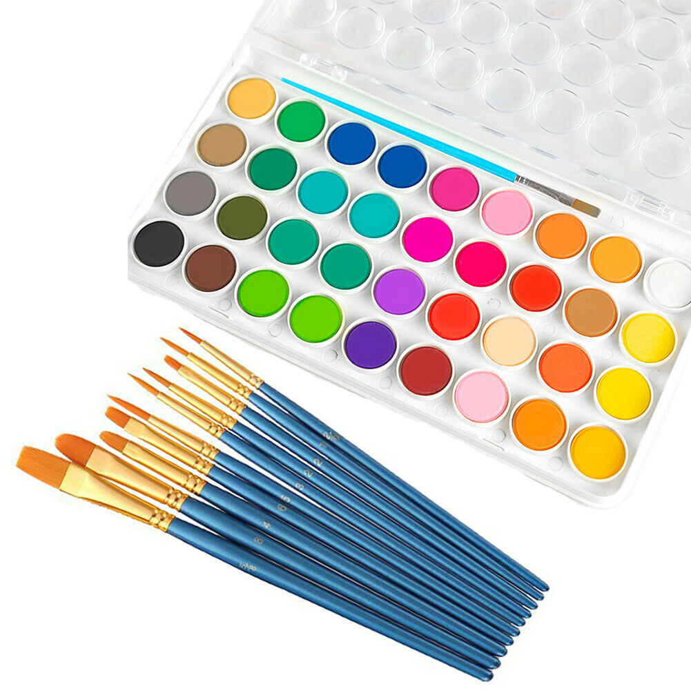 36 Color Fundamental Watercolor Pan Artist Set and/or 10 Paint Brushes