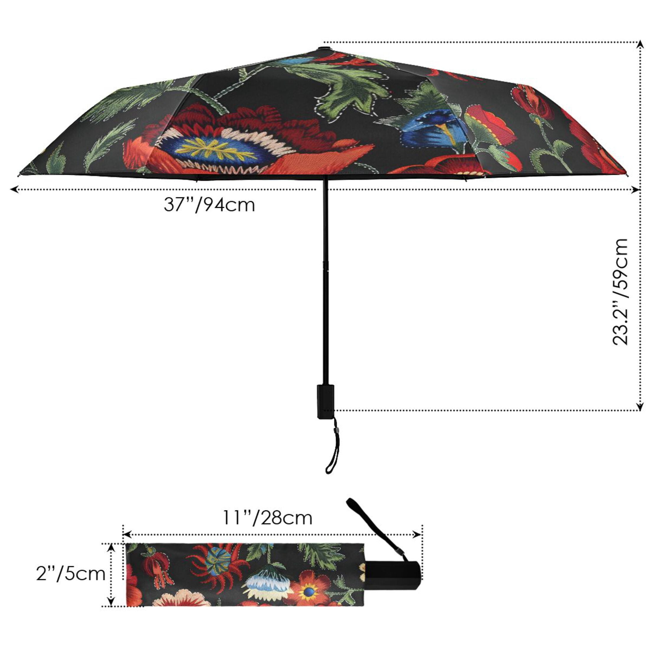 ALAZA Vintage Retro Flowers UPF 50+ Compact Folding Umbrella for Rain Travel Umbrella Packable