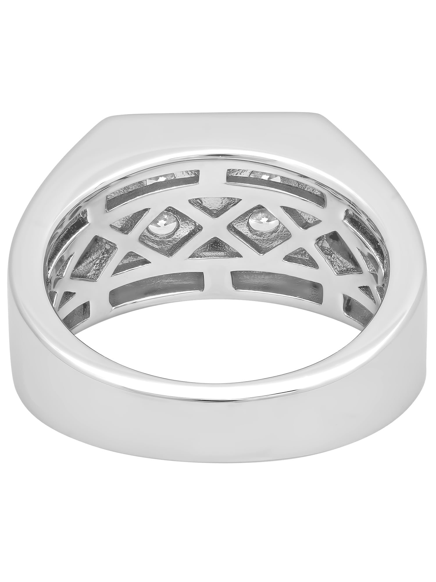 Mens Sterling Silver with Black IP Cubic Zirconia Cluster Ring