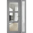 thumbnail image 2 of Front Exterior Prehung FiberGlass Door Clear Glass See-through / Manux 8555 Grey Ash Clear Glass / Side Exterior Window / -W36+12" x H80"-Right-hand Inswing, 2 of 5