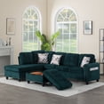 thumbnail image 4 of BSHTI 94.49" L-Shaped Modular Sectional Sofa with Storage Ottoman & Cup Holders – Corduroy Upholstery, Tufted Seat, Nail-Head Trim, Solid Wood & Iron Frame, 5 Colors, 4 of 12