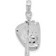 thumbnail image 1 of Sterling Silver Polished 3D Baseball, Bat And Glove Pendant - Jbsp, 1 of 5