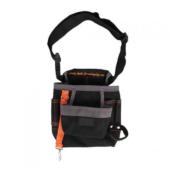 Adjustable Electrician Tool Belt with 8 Pockets (Black, Grey Edge)