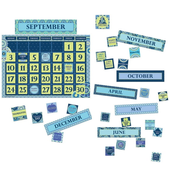 Eureka Blue Harmony Calendar Bulletin Board Set