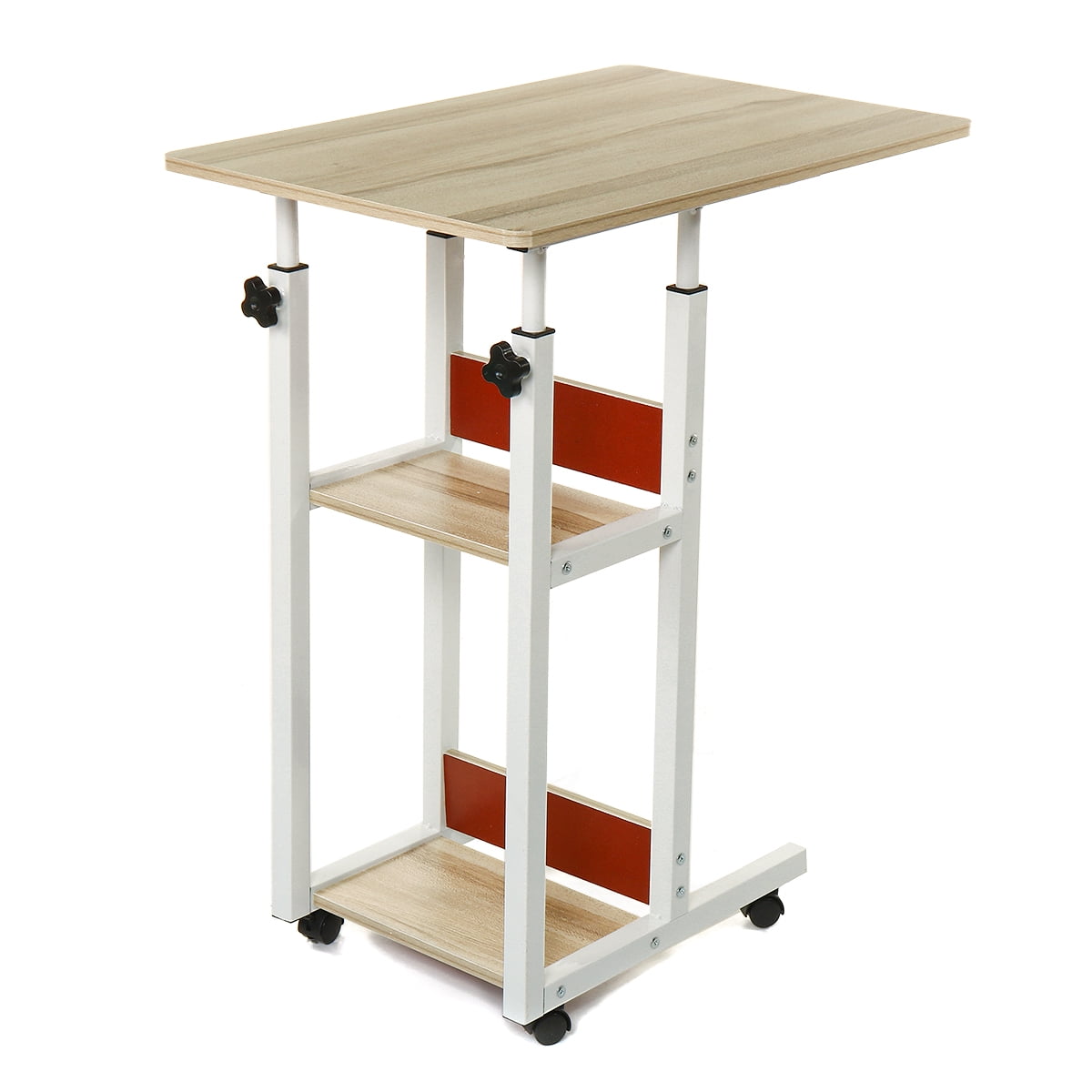 HALLOLURE Laptop Desk Cart w/ Storage Shelves, Laptop Desk Stand