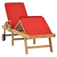 thumbnail image 2 of vidaXL Chaise Longue avec Coussin en Bois de Teck Massif Rouge, 2 of 5