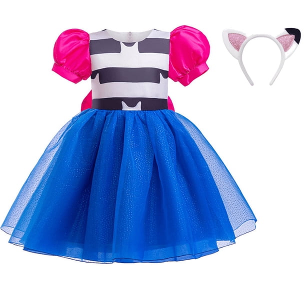Vestido de princesa Cosplay para casa de muñecas Gabby para niñas, vestido de tul con lazo y manga abombada para carnaval, Halloween y cumpleaños