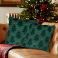 thumbnail image 4 of EazyTech Soft Faux Fur Green Christmas Tree Pillow Covers 18x18 Inch Set of 2, Plush Red Bow Design Holiday Decor for Sofa Living Room​​, 4 of 5