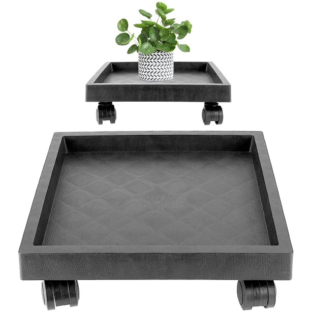 ZEONHAK 2 Pack 11.8 Inch Square Plant Caddy with Wheels, Heavy Duty