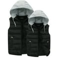 thumbnail image 3 of Puffer Vest Hoodie For Men Outdoor Winter Warm Thick Padded Vest Casual Stand Collar Hooded Outwear Sleeveless Jacket, 3 of 6