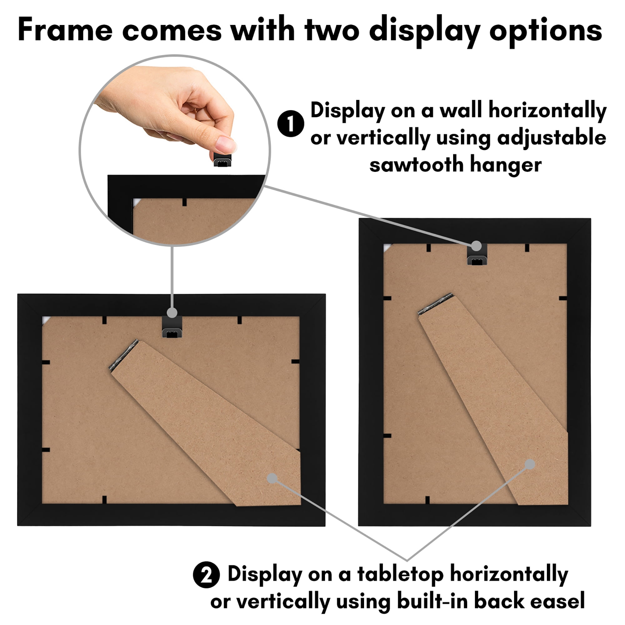 Americanflat 5x7 Picture Frame with Shatter-Resistant Glass with 4x6 Mat cover allows print create elegant - Black