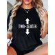 thumbnail image 1 of Camisetas con gráficos clásico para mujeres y adolescentes y niñas, playera de verano con estampado estéticoChic Arrow & Letter Print Women's T-Shirt - Casual Crew Neck, Short Sleeve, Stretchy Polye, 1 of 6