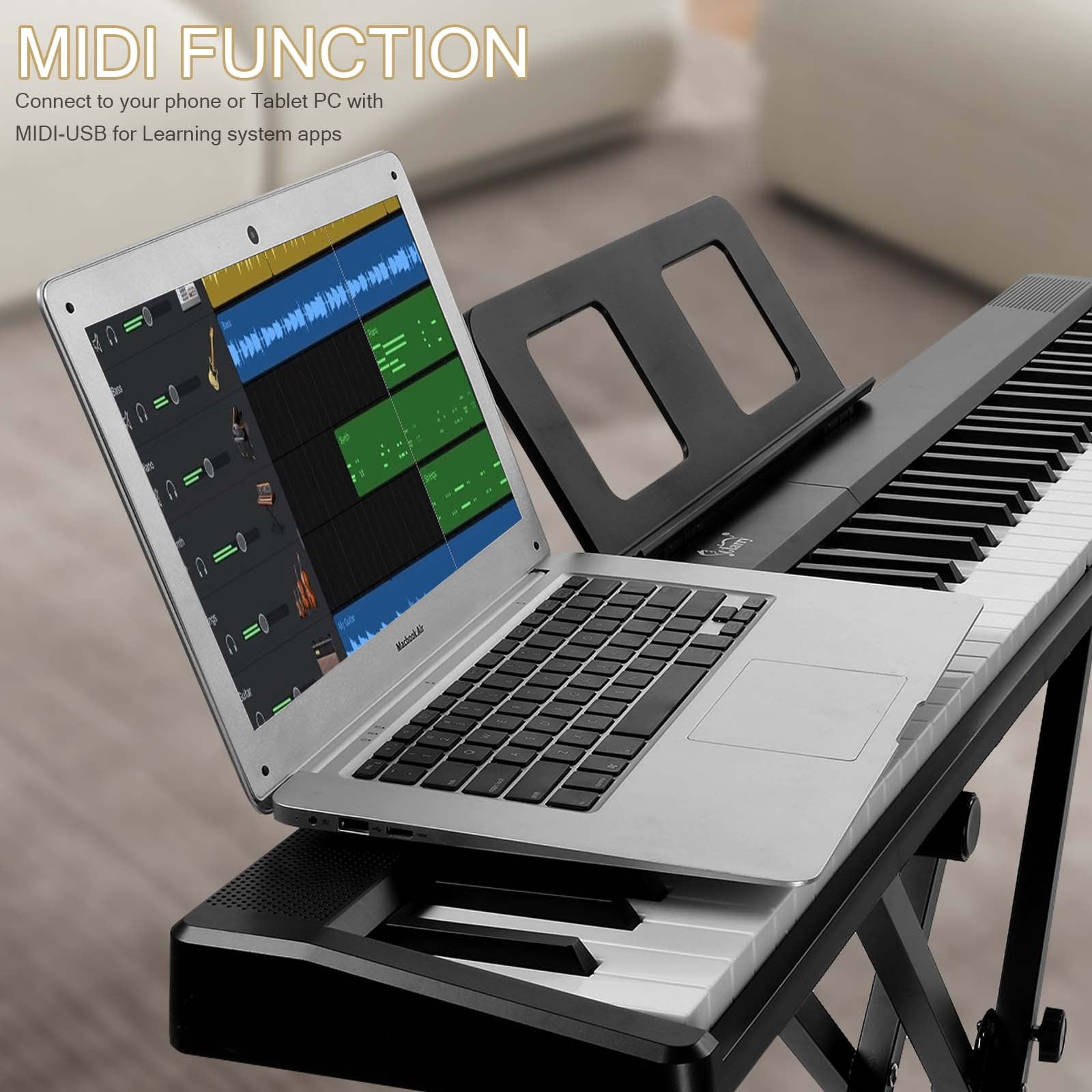 Favory 88 Keys Full Size Portable Piano Keyboard for Beginner Electric Piano Keyboard with microphone, music stand, sticker