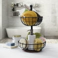 thumbnail image 4 of Pfaltzgraff Anvil Metal Wire Cage 2 Tier Fruit Storage Basket, Black, 4 of 9