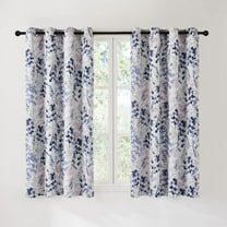 NICETOWN Blackout Curtains for Kitchen, Watercolor Foliage Light Blocking Curtains Thermal Insulated Energy Efficient Grommet Drapes, Greyish Blue, 52"x63", 2 Panels