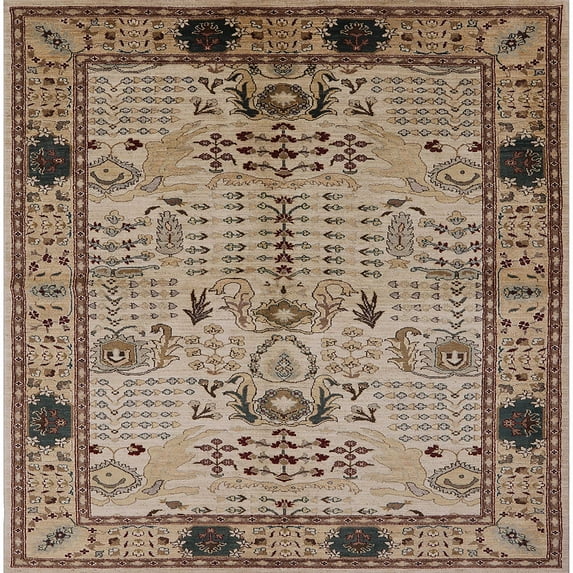 Ahgly Company Machine Washable Indoor Square Industrial Modern Sepia Brown Area Rugs, 6' Square