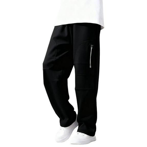 OGLCCG Boy's Straight Leg Cargo Pants Elastic Waist Baggy Joggers Pants with Pockets Casual Loose Fit Athletic Track Pants Trousers 4-13 Years