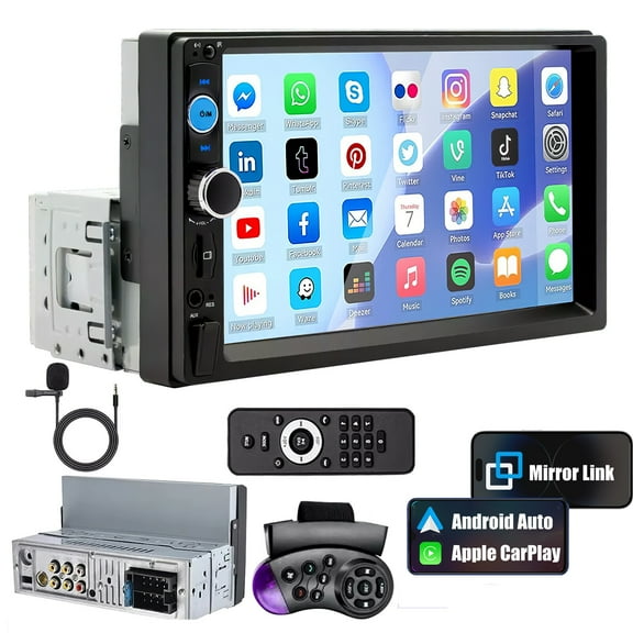 WERCHTAY Single 1Din 7" Touch Screen Stereo Bluetooth Radio Car Apple/Android Carplay GPS