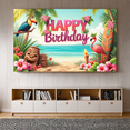 thumbnail image 4 of Colorful Design Happy Birthday Tropical Beach Banner Decorative Flamingo Parrot Floral for Beach Party Celebration Kids, 4 of 7