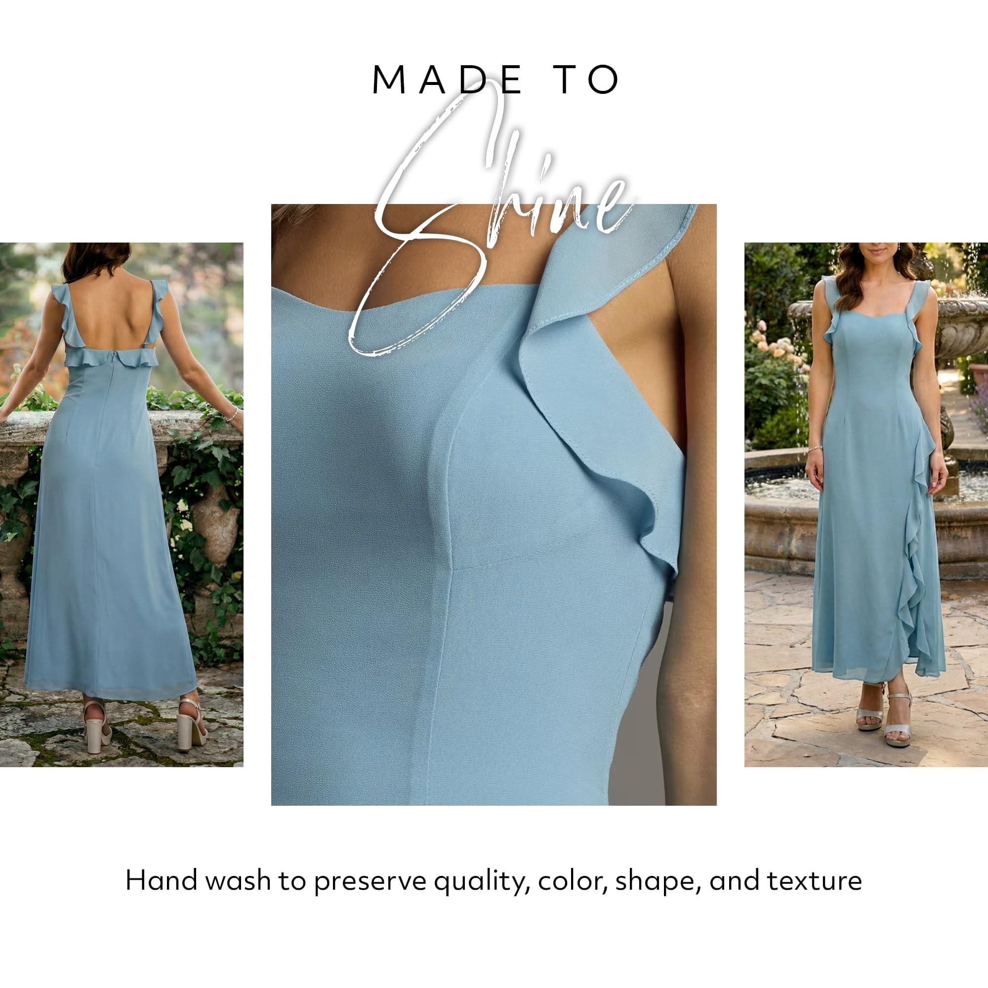 Kirablend Odette Chiffon Ruffle Sheath Dress with Side Slit