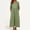 Green women casual summer maxi dress a1, variant on Women Casual Summer Maxi Dress V Neck 3/4 Sleeve Loose Fit Boho Linen Long Dress for Beach Holiday Party Vacation Sundresses, Green M
