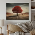 thumbnail image 2 of Designart "Red And Grey Tree silence IV" Floral Print on Natural Pine Wood, 2 of 5