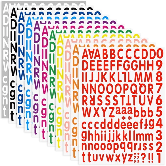 Neasyth 20 Sheets Colorful Letter Stickers, Number Letters Stickers 1 inch Self-Adhesive for Scrapbook Mailbox
