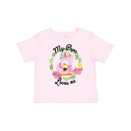 

Inktastic Baby Flamingo My Papa Loves Me in Flower Wreath Gift Toddler Boy or Toddler Girl T-Shirt