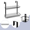 thumbnail image 3 of Storage Organizer Basket on Cabinet Behind Door 2 Tier Metal Wire Hanging Kitchen Stand for Bathroom, Pantry, Office Cabinet Storage Baskets, Matte Black, Two Mounted, 3 of 3