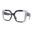 thumbnail image 4 of Womens Clear Lens Luxury Oversized Plastic Cat Eye Fashion Eye Glasses Grey Tortoise, 4 of 8