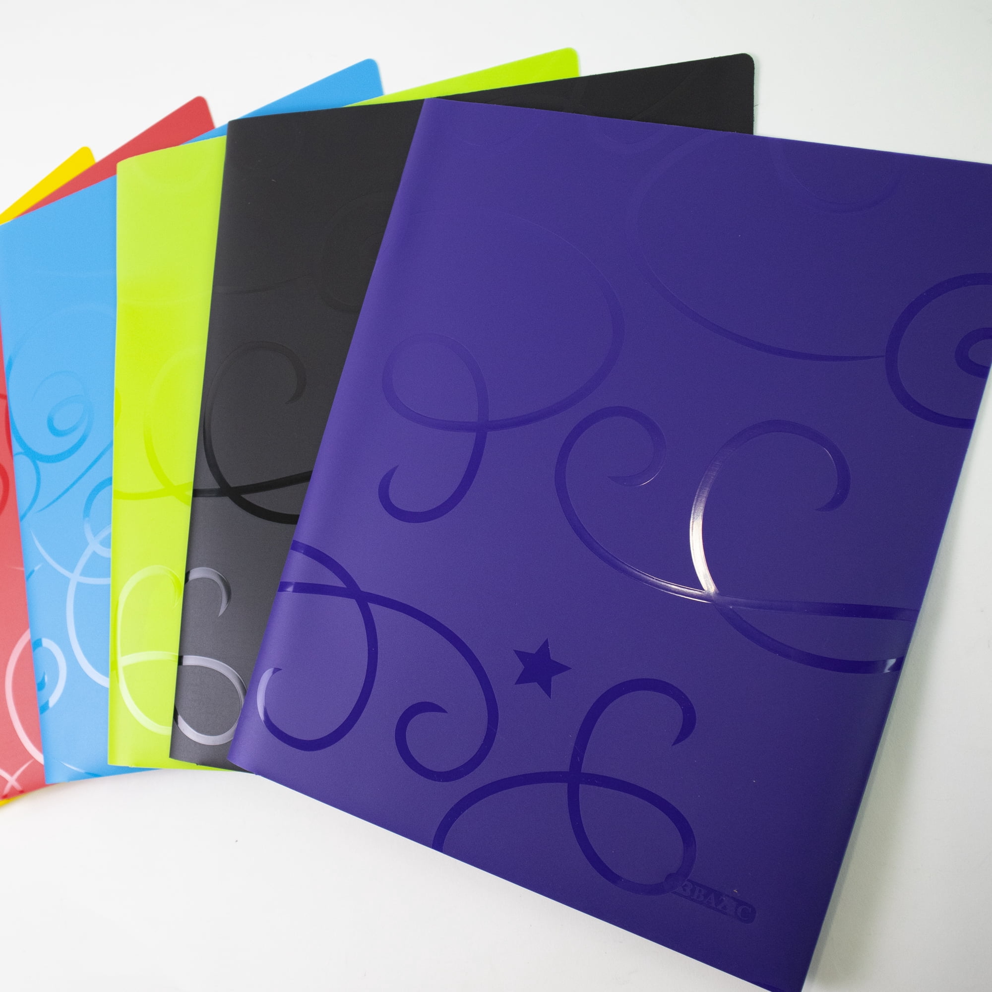 BAZIC 2 Pockets Poly Folder, Swirl Portfolio, Document Folders, 48-Pack