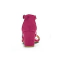 thumbnail image 2 of BLISSFUL STEP Women's Open Toe Cross Strap Mid Block Heel Sandals Hot Pink 6, 2 of 8