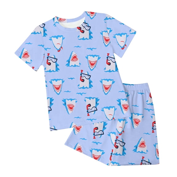 Ccpelsie Toddler Boy Summer Clothes Embroiderey Waffle Short Sleeve T-Shirt Tees Casual Shorts Cute Clothing Set for Children(Light Blue,4-5 Years)