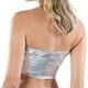 thumbnail image 4 of Top de tubo corto sin tirantes brillante para mujer, disfraz de escenario, pecho envuelto, charol, Top de tubo de Color sólido, camisa con fondo, traje de rendimiento, 4 of 8