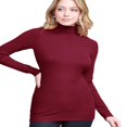 thumbnail image 3 of Women‘s Long Sleeve Rib Turtleneck Top Pullover Sweater L RED, 3 of 6