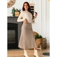thumbnail image 3 of DARING DIVA Women's A-Line Skirts Stretchy Sweater Midi Skirt S Brown, 3 of 8