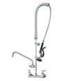 thumbnail image 1 of Commercial Sink Faucet with Sprayer for Kitchen: MSTJRY 47" Height Wall Mount Commercial Faucet with Sprayer Fit for 3 Compartment Sink - Polished Chrome 8" Center 12" Swing Spout Pre Rinse Assembly, 1 of 4