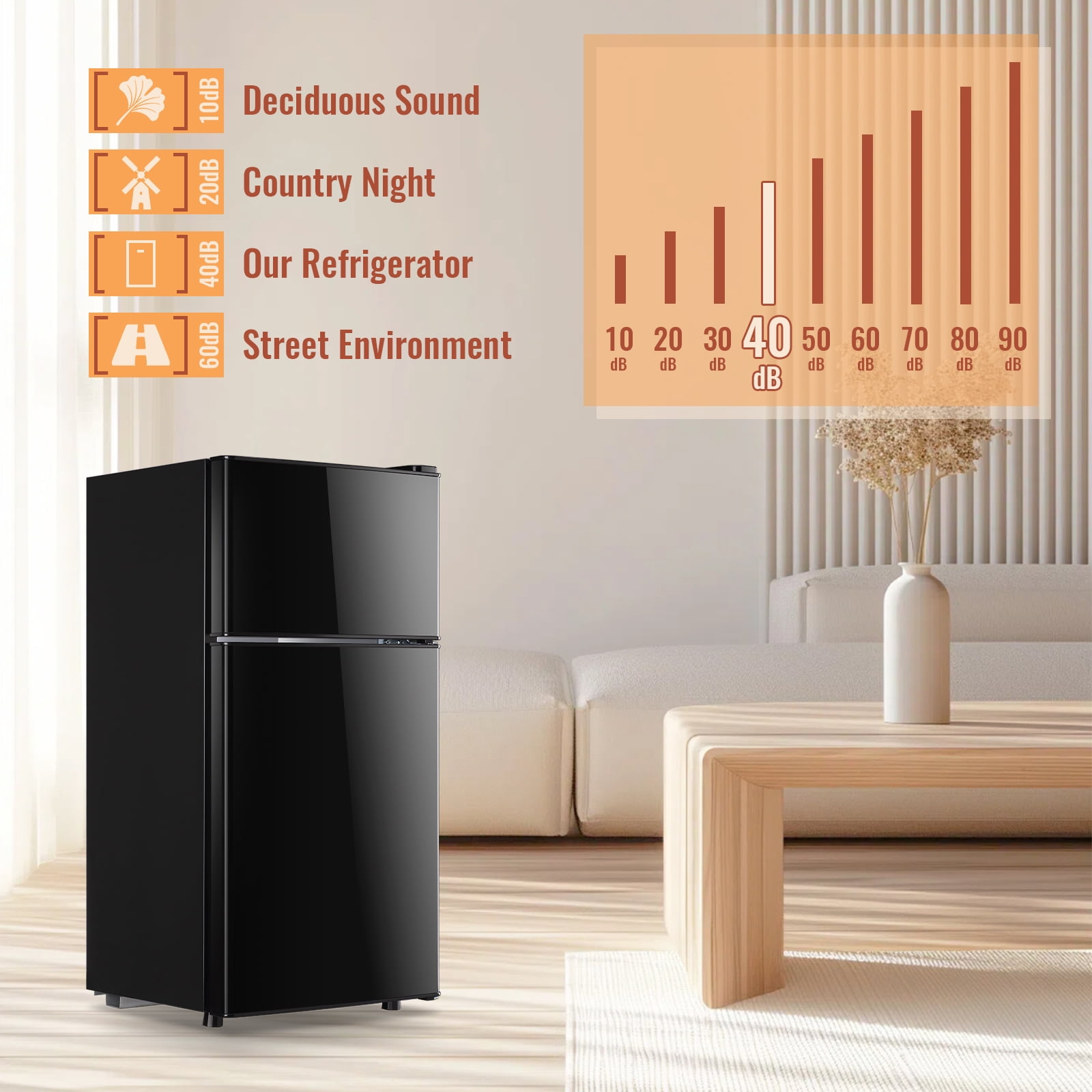 2.4 Cu.Ft Mini Fridge Small Refrigerator with Freezer 2 Removable Plastic Shelves Two Door Black New