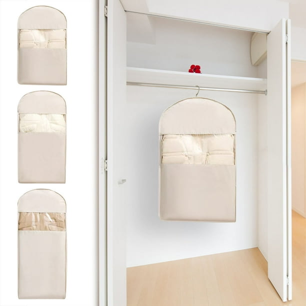 Bolsa de Compresión para Guardar Ropa de Abrigo, Tamaño Pequeño, Color Beige. Ahorra Espacio Al Guardar Abrigos de Invierno.