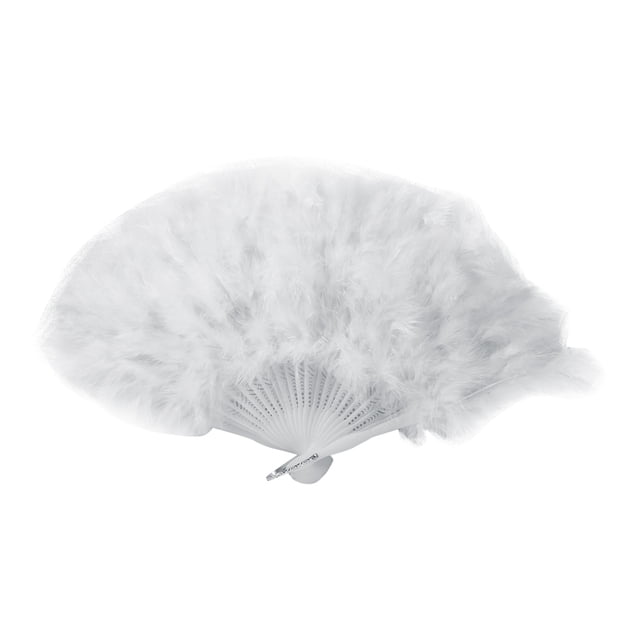 Abanico de plumas para mujer, accesorios de baile elegantes para niños, plegado manual, boda, blanco encantador, 1 ud.