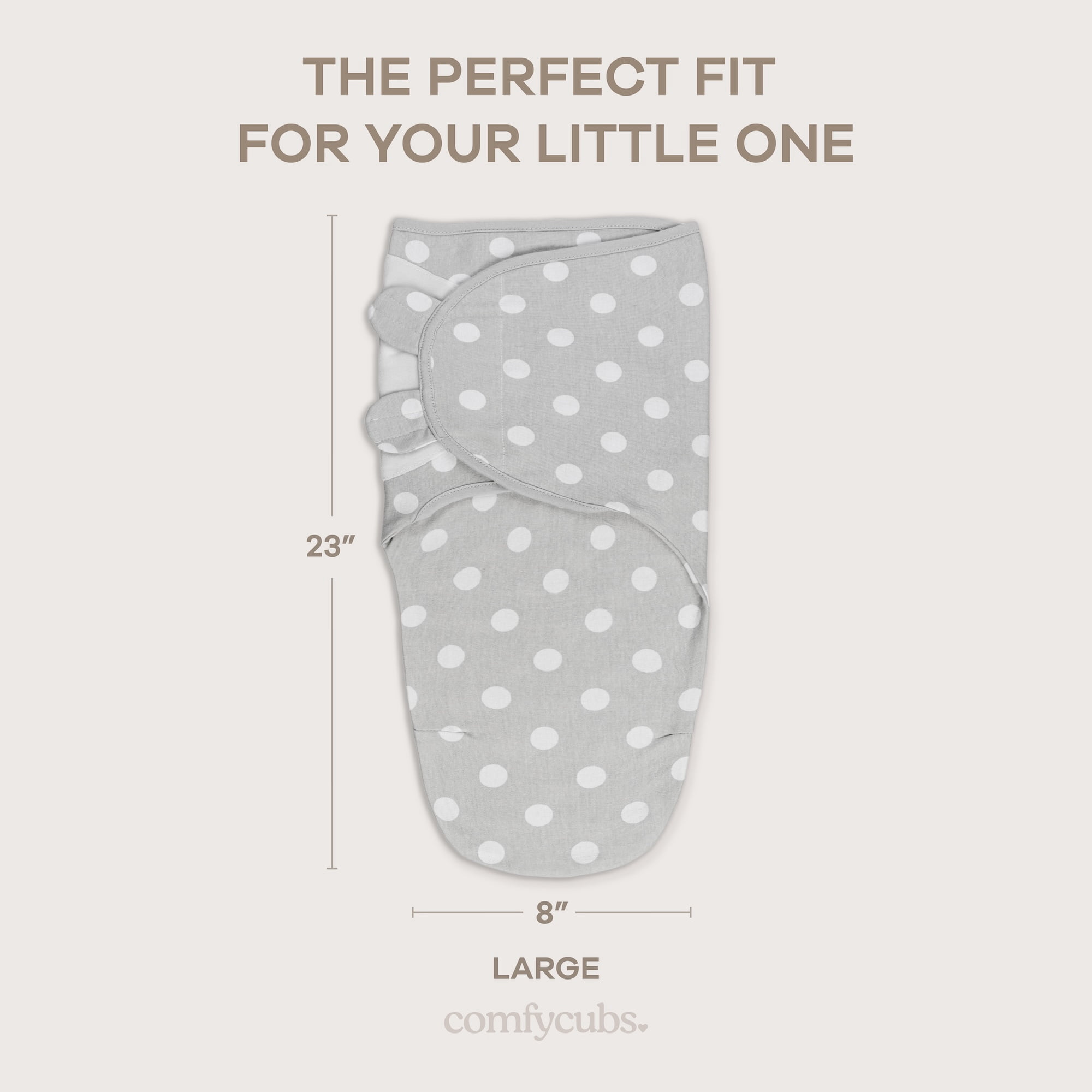 Comfy Cubs Baby Swaddles, Easy Adjustable 3 Pack for Boys and Girls (Large 3-6 Months, Grey)